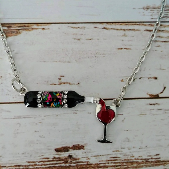 Jewelry - Wine Not Enamel & Crystal Pendent